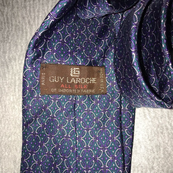 Guy Laroche Blue Floral Men's Silk Tie - Picture 3 of 3